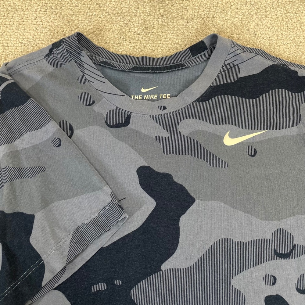 Nike T Shirt Mens Small Dri FIT Camo Crewneck Short Sleeve Blue - Picture 2 of 10